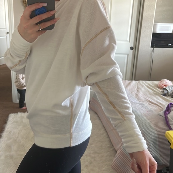 Free People Cream Sweater w/ Zipper Accent S - Picture 3 of 7